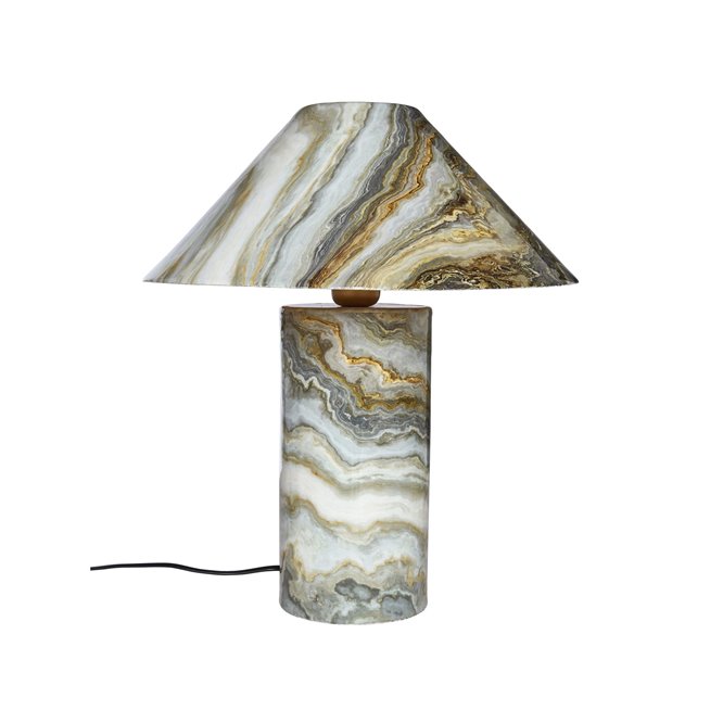 Metalowa lampa stołowa Marnie wzór marmur 43cm